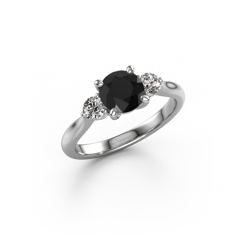 Image of Engagement ring Lieselot RND 950 platinum Black diamond 1.60 crt
