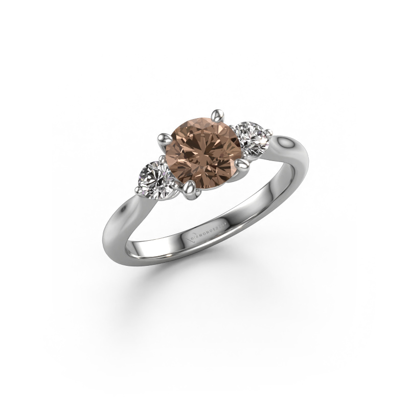 Image of Engagement ring Lieselot RND 950 platinum Brown diamond 1.30 crt