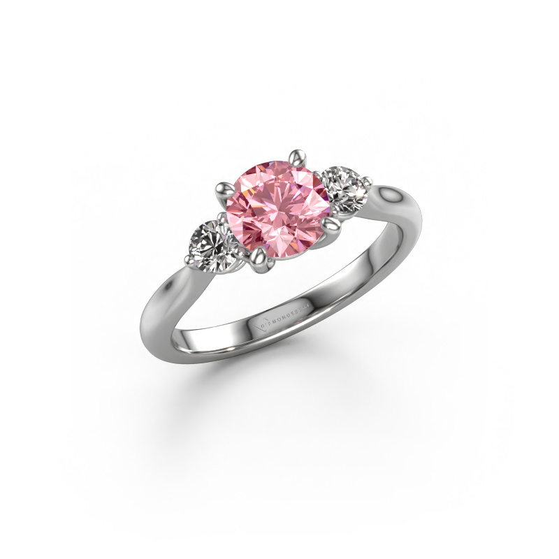 Image of Engagement ring Lieselot RND 950 platinum Pink lab grown diamond 6.5 mm