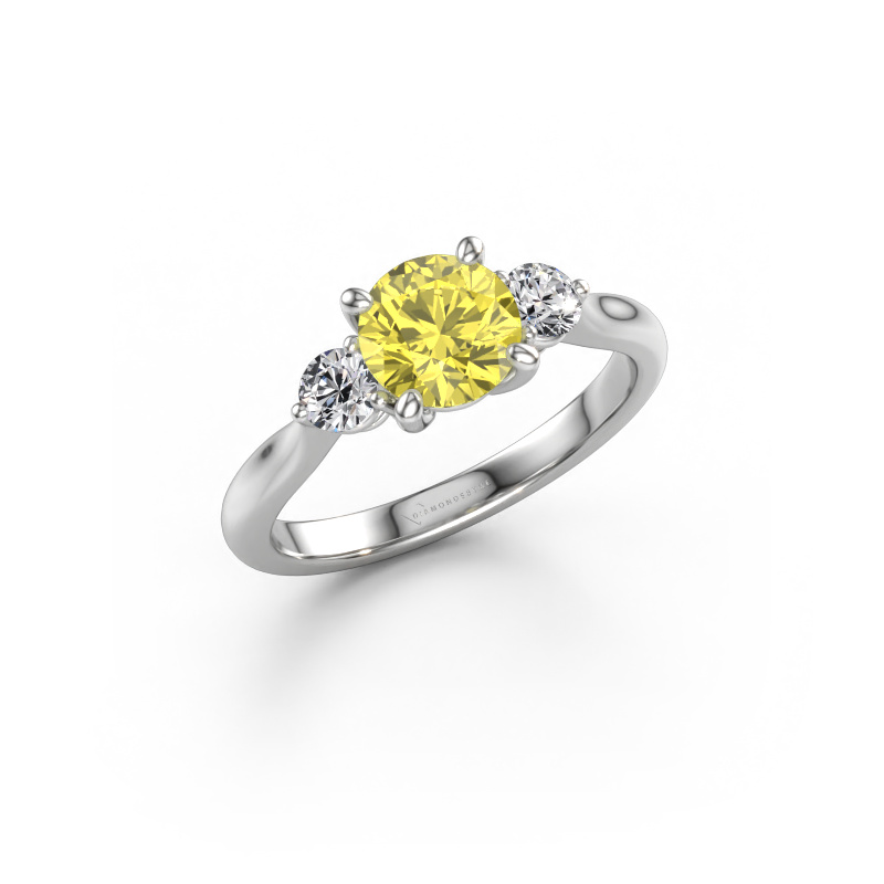 Afbeelding van Verlovingsring Lieselot RND 950 platina Gele lab grown diamant 6.5 mm