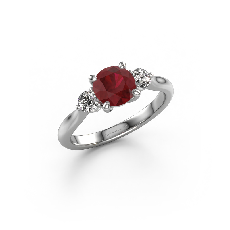 Image of Engagement ring Lieselot RND 950 platinum Ruby 6.5 mm