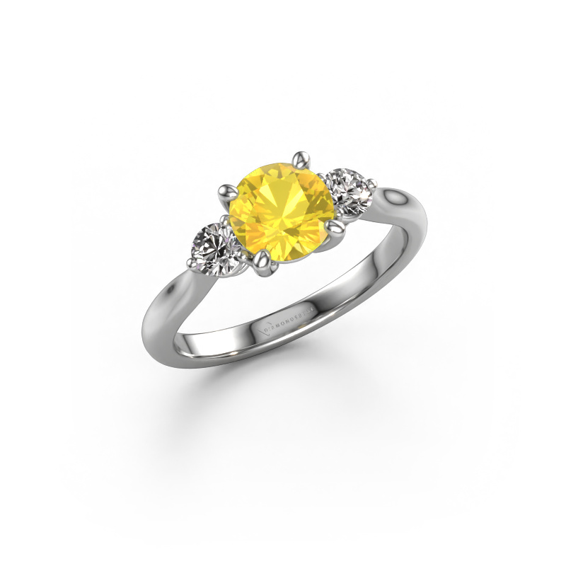 Image de Bague de fiançailles Lieselot RND 950 platine Saphir jaune 6.5 mm