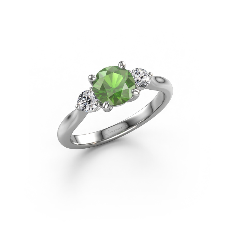 Image of Engagement ring Lieselot RND 950 platinum Tourmaline green 6.5 mm