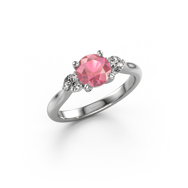 Image of Engagement ring Lieselot RND 950 platinum Tourmaline pink 6.5 mm