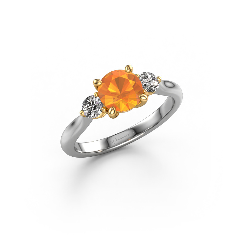 Image of Engagement ring Lieselot RND 585 white gold Citrin 6.5 mm