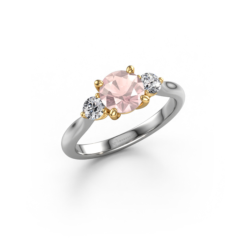 Image of Engagement ring Lieselot RND 585 white gold Morganite champagne 6.5 mm