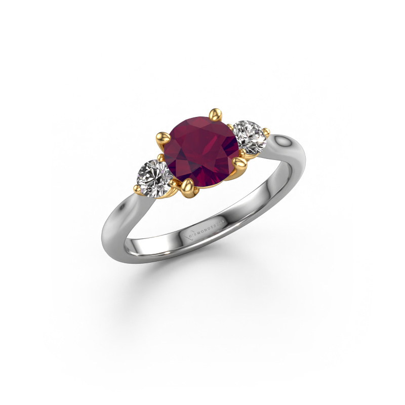 Image of Engagement ring Lieselot RND 585 white gold Rhodolite 6.5 mm