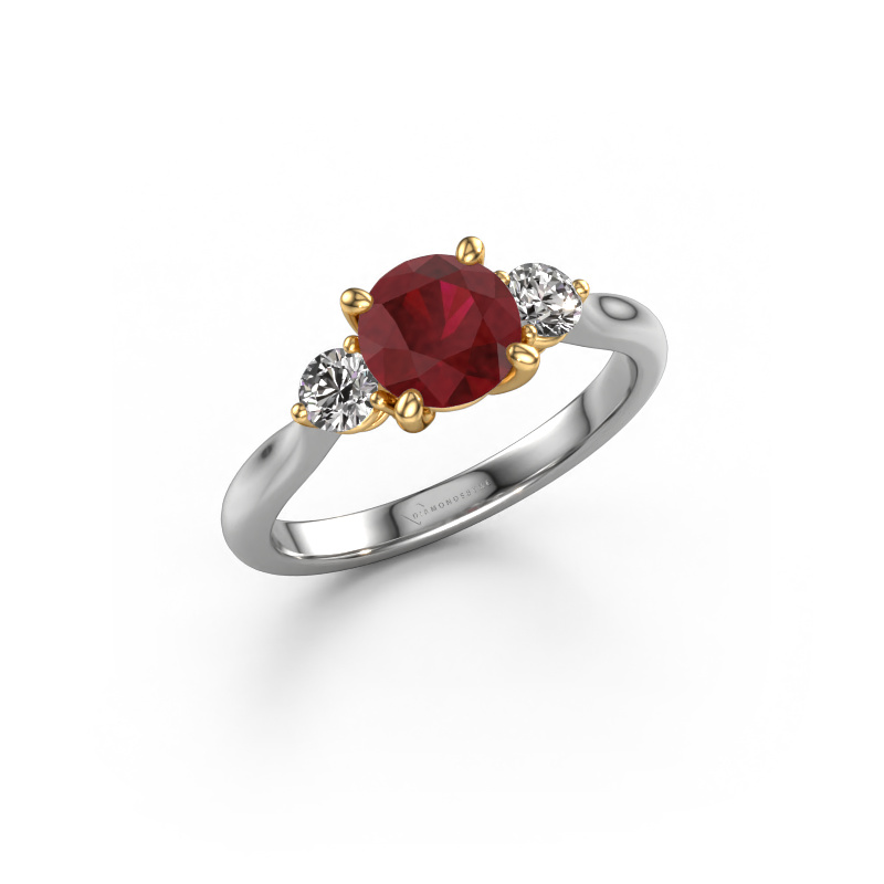 Image of Engagement ring Lieselot RND 585 white gold Ruby 6.5 mm