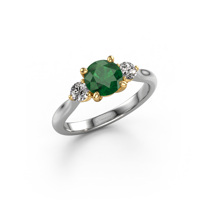 Image of Engagement ring Lieselot RND 585 white gold Emerald 6.5 mm
