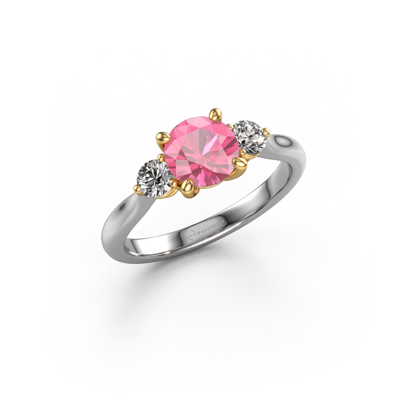 Image of Engagement ring Lieselot RND 585 white gold Pink sapphire 6.5 mm