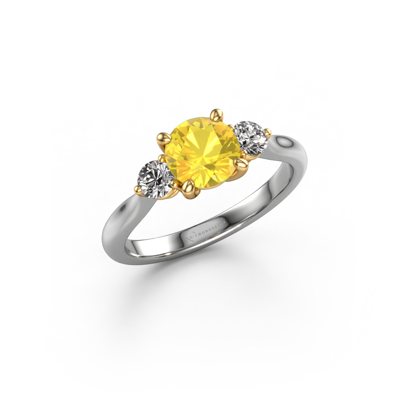 Image de Bague de fiançailles Lieselot RND 585 or blanc Saphir jaune 6.5 mm