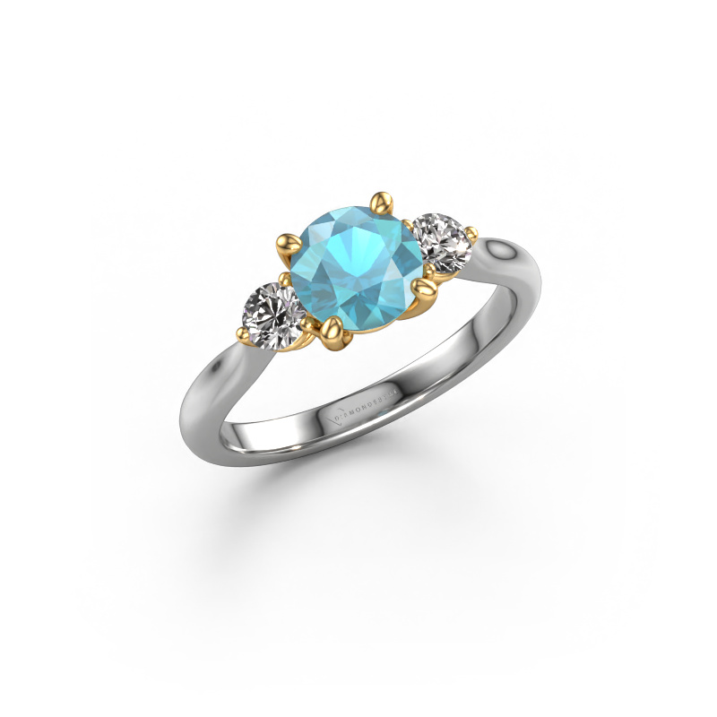 Image of Engagement ring Lieselot RND 585 white gold Blue topaz 6.5 mm
