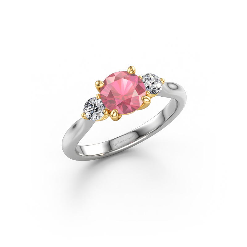 Afbeelding van Verlovingsring Lieselot RND 585 witgoud Toermalijn pink 6.5 mm