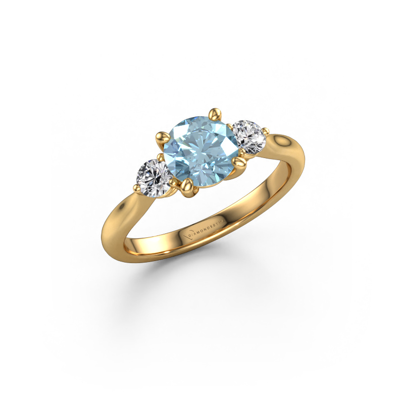 Image of Engagement ring Lieselot RND 585 gold Blue lab grown diamond 6.5 mm