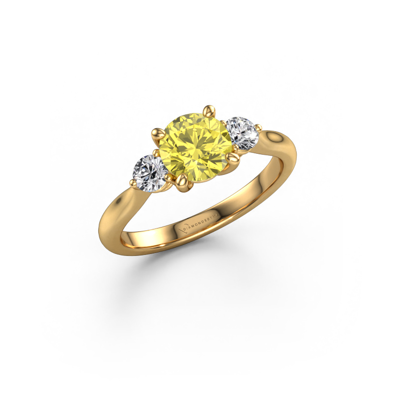 Image of Engagement ring Lieselot RND 585 gold Yellow lab grown diamond 6.5 mm
