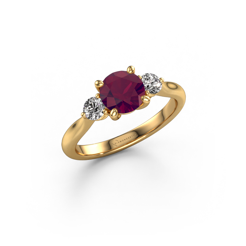 Image of Engagement ring Lieselot RND 585 gold Rhodolite 6.5 mm