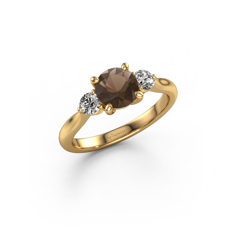 Image of Engagement ring Lieselot RND 585 gold Smokey quartz 6.5 mm