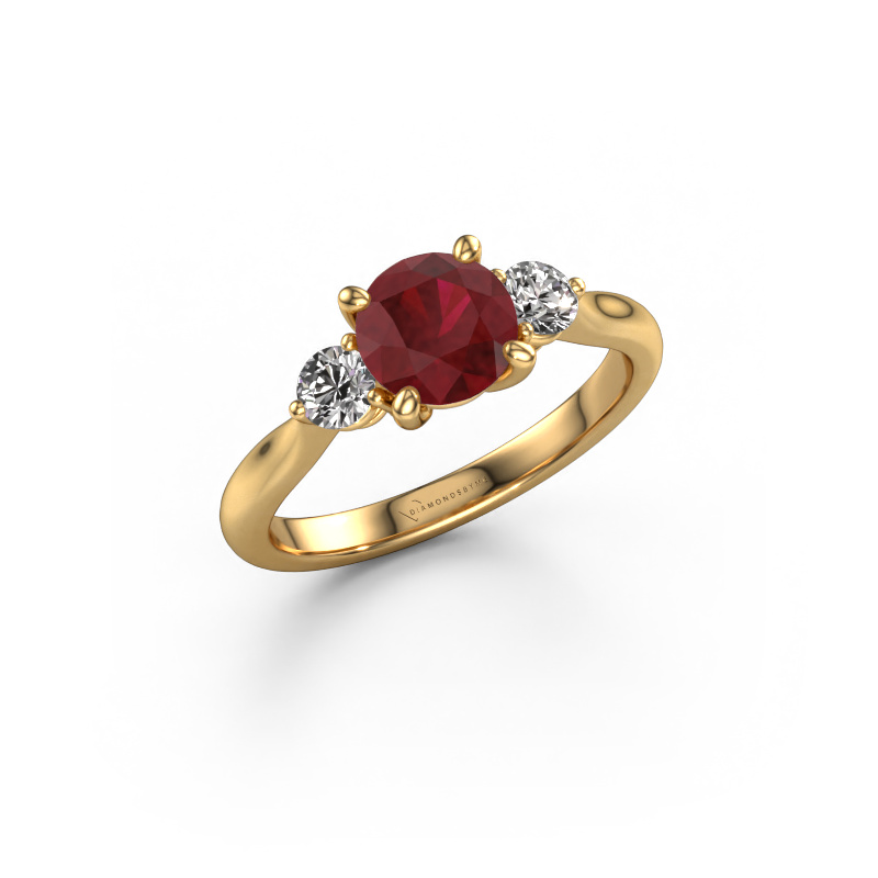 Image of Engagement ring Lieselot RND 585 gold Ruby 6.5 mm