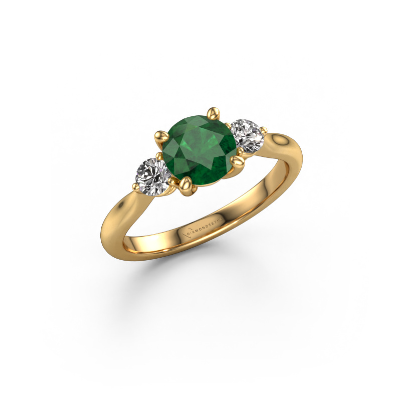 Image of Engagement ring Lieselot RND 585 gold Emerald 6.5 mm