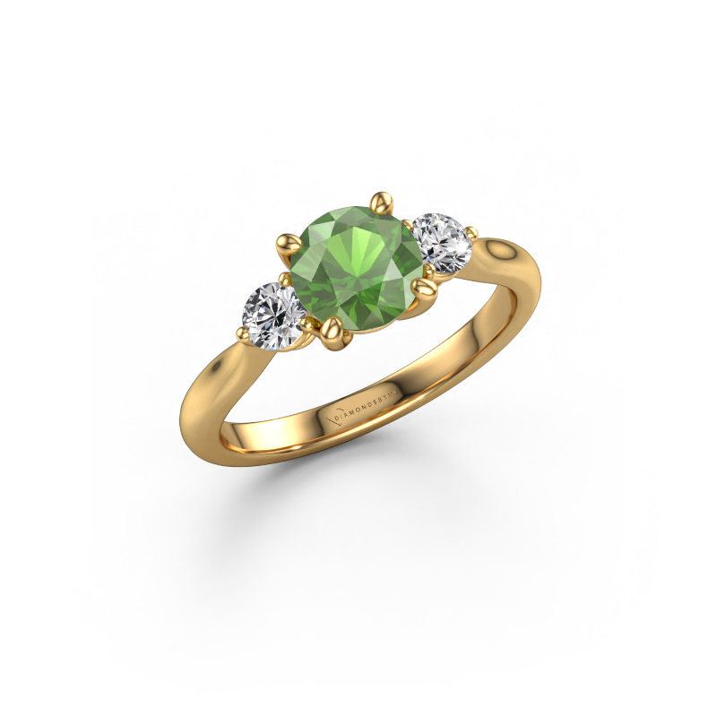 Image of Engagement ring Lieselot RND 585 gold Tourmaline green 6.5 mm