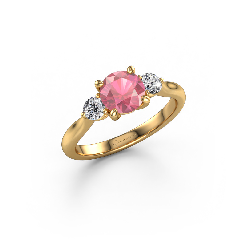 Image of Engagement ring Lieselot RND 585 gold Tourmaline pink 6.5 mm