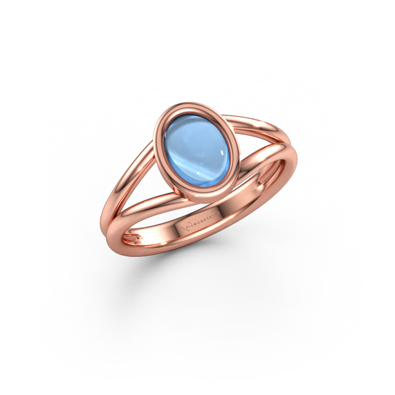 Immagine di Anello Lieselotte 585 oro rosa Topazio blu 9x7 mm