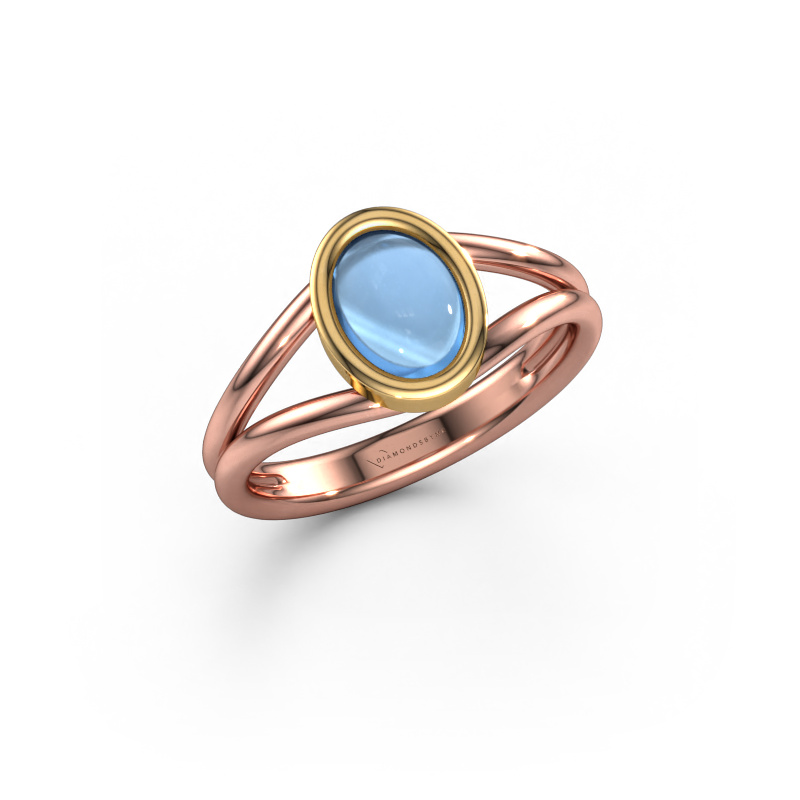 Bild von Ring Lieselotte 585 Roségold Blau Topas 9x7 mm