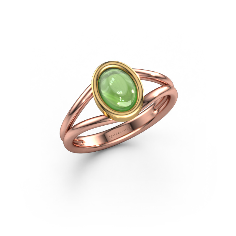 Bild von Ring Lieselotte 585 Roségold Turmalin grün 9x7 mm