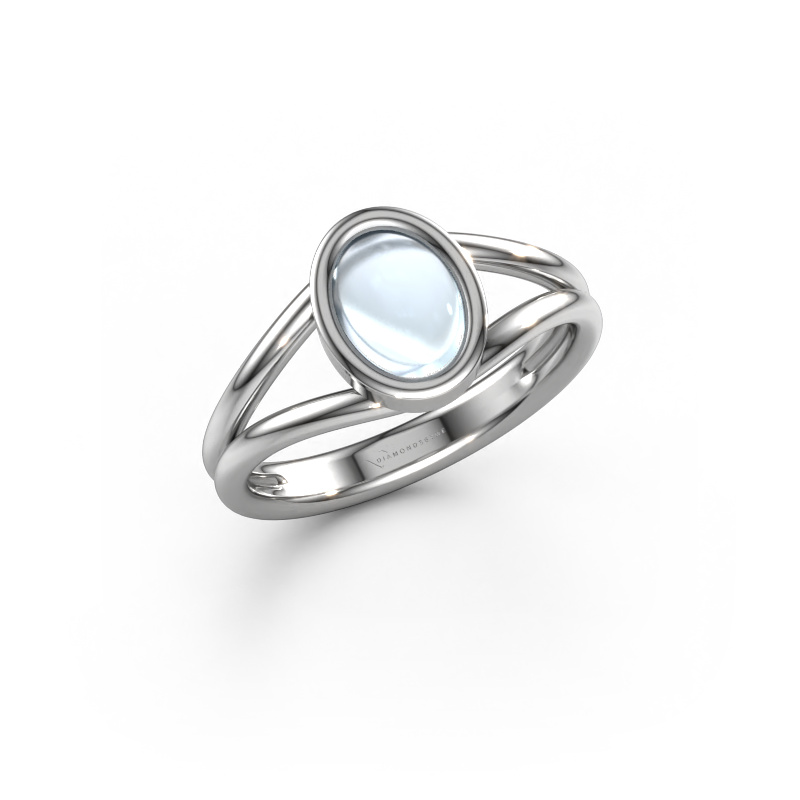 Image of Ring Lieselotte 950 platinum Aquamarine 9x7 mm