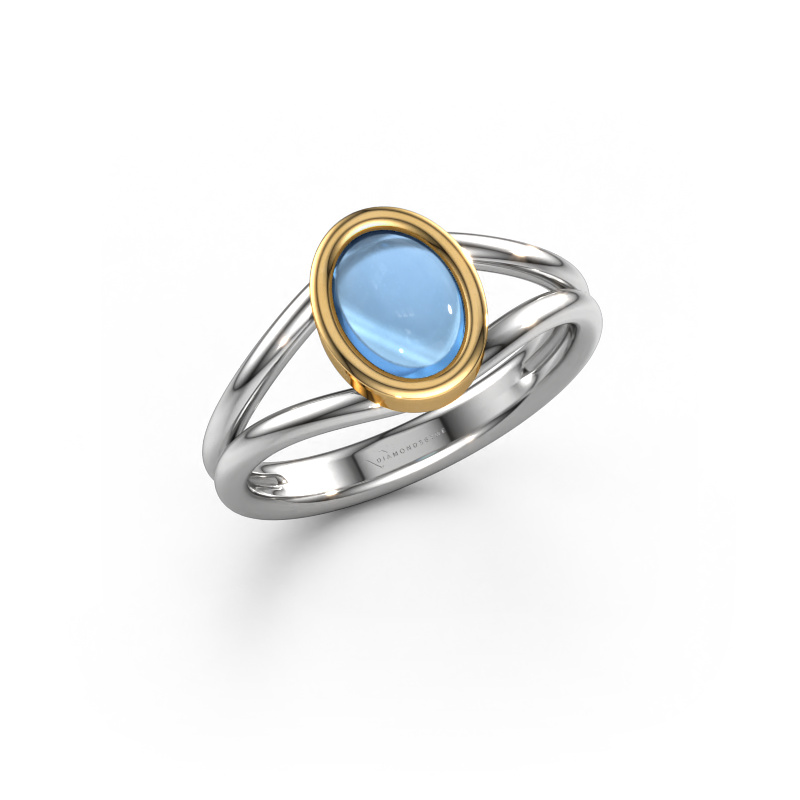 Bild von Ring Lieselotte 585 Weißgold Blau Topas 9x7 mm