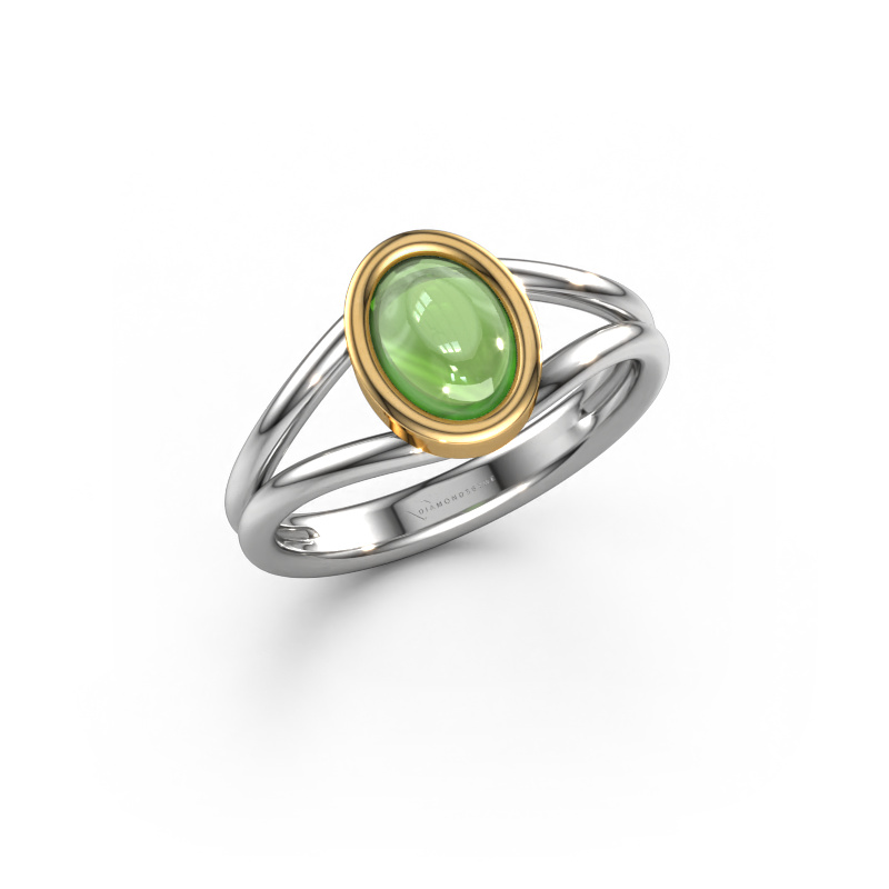 Image of Ring Lieselotte 585 white gold Tourmaline green 9x7 mm