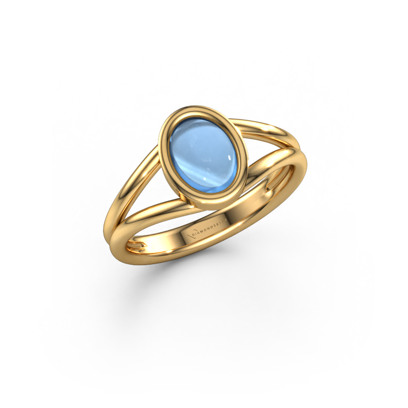 Image of Ring Lieselotte 585 gold Blue topaz 9x7 mm