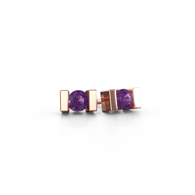 Image de Clous d'oreilles Lieve 585 or rose Améthyste 3.7 mm
