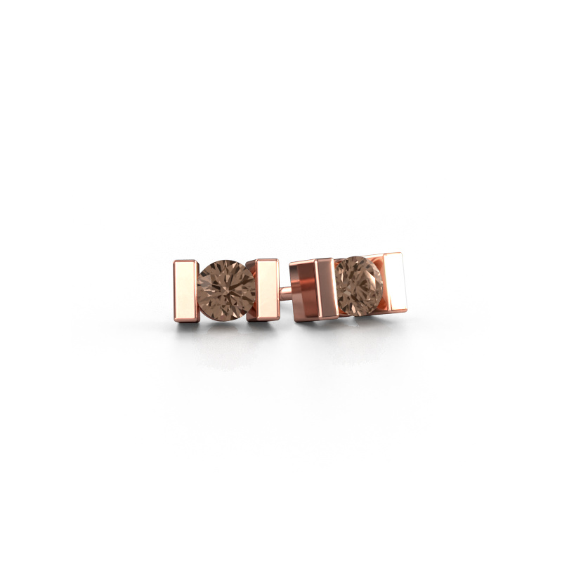 Image of Stud earrings Lieve 585 rose gold Brown diamond 0.40 crt