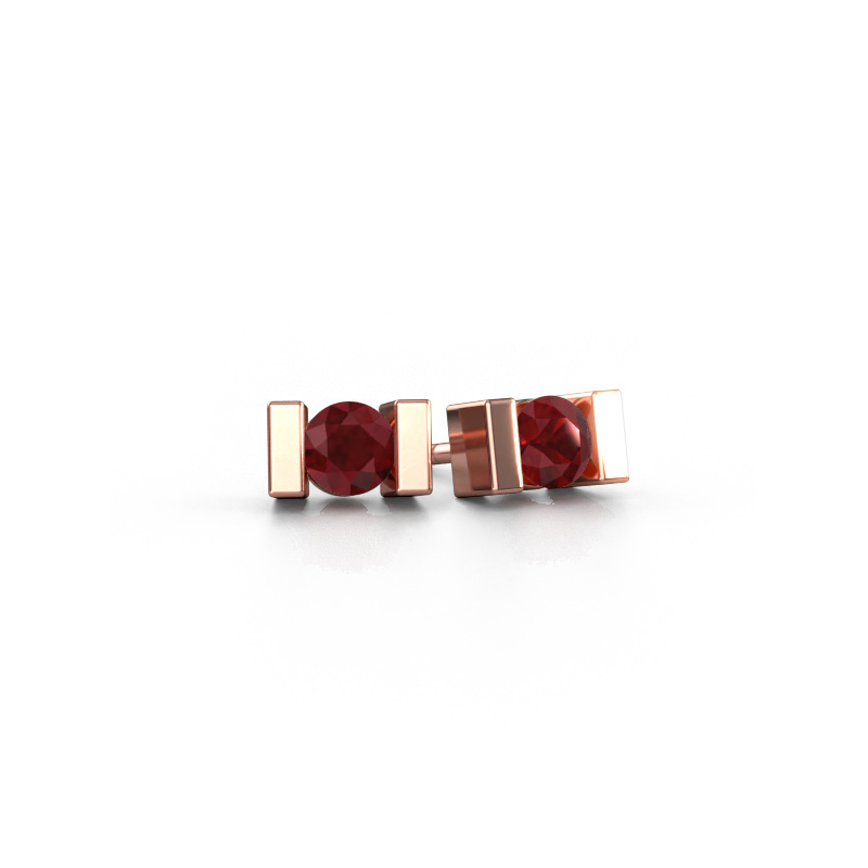 Image of Stud earrings Lieve 585 rose gold Ruby 3.7 mm