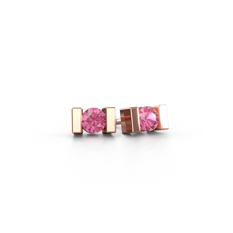 Image of Stud earrings Lieve 585 rose gold Pink sapphire 3.7 mm