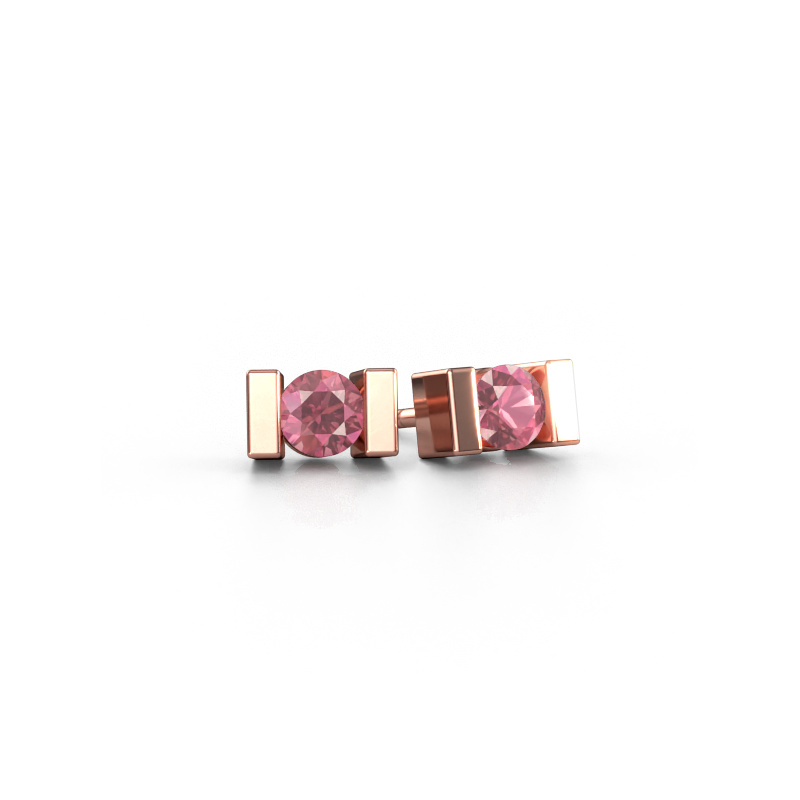 Image of Stud earrings Lieve 585 rose gold Tourmaline pink 3.7 mm
