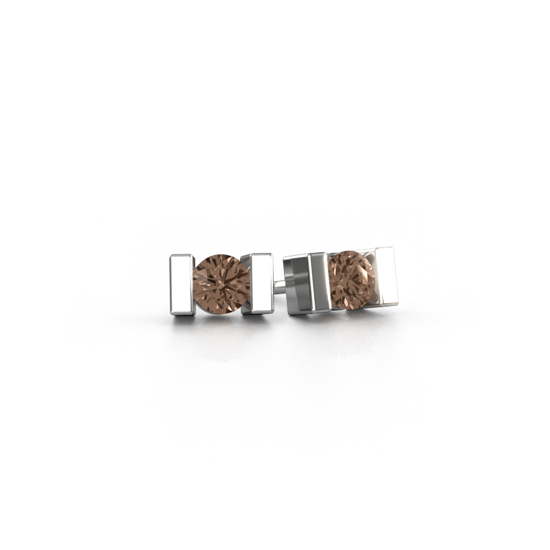 Image of Stud earrings Lieve 950 platinum Brown diamond 0.40 crt