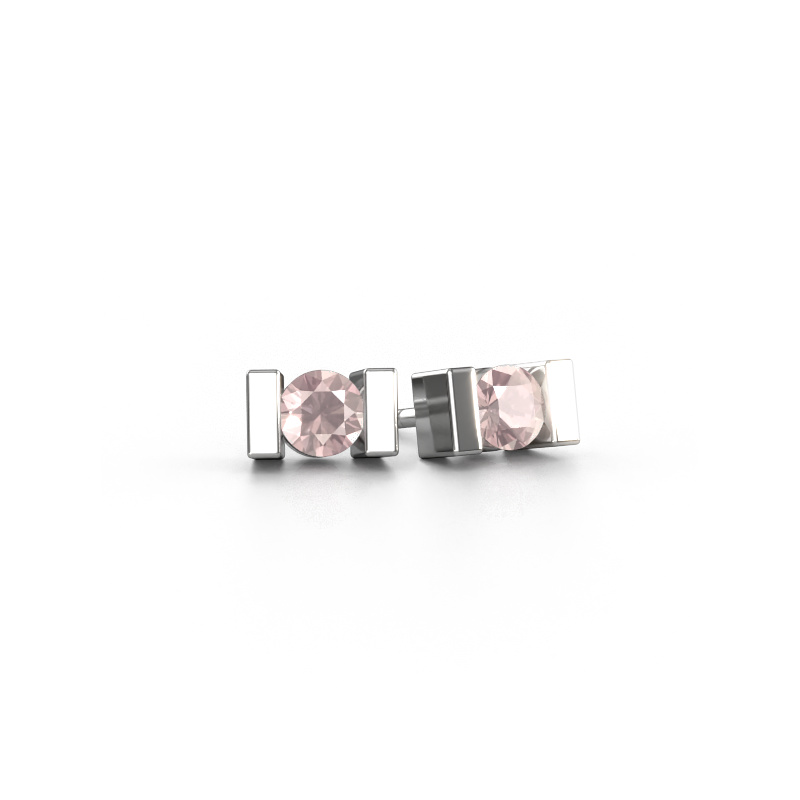 Image of Stud earrings Lieve 585 white gold Morganite champagne 3.7 mm