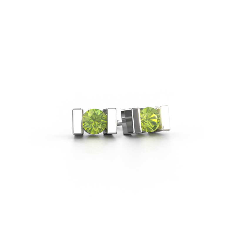 Image of Stud earrings Lieve 585 white gold Peridot 3.7 mm