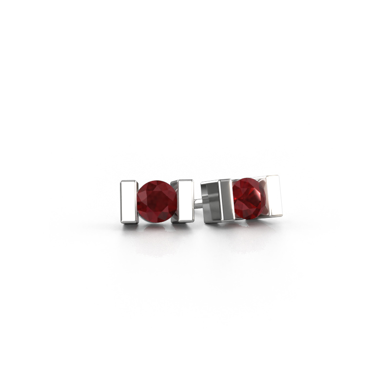 Image of Stud earrings Lieve 950 platinum Ruby 3.7 mm