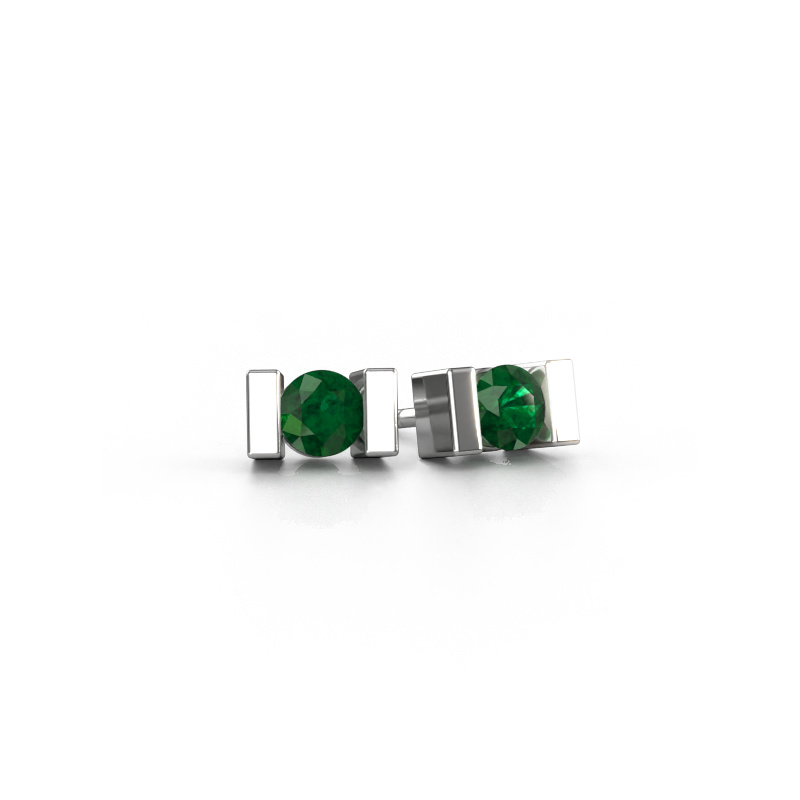 Image of Stud earrings Lieve 585 white gold Emerald 3.7 mm