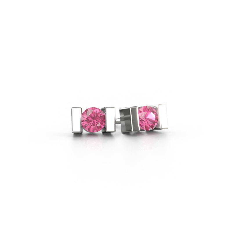 Image of Stud earrings Lieve 585 white gold Pink sapphire 3.7 mm
