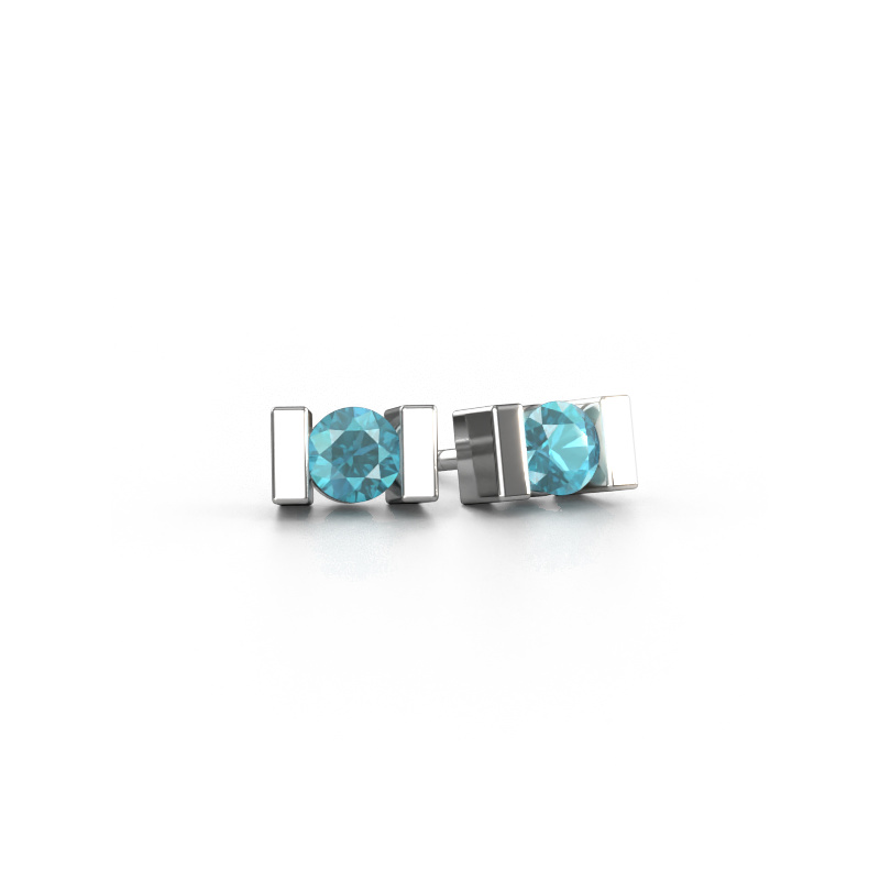 Image of Stud earrings Lieve 950 platinum Blue topaz 3.7 mm