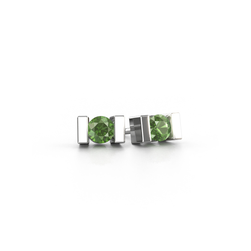 Image of Stud earrings Lieve 585 white gold Tourmaline green 3.7 mm