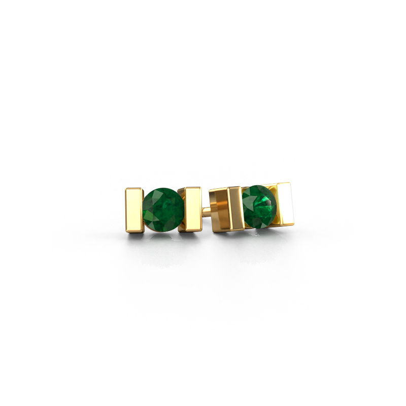 Image de Clous d'oreilles Lieve 585 or jaune Emeraude 3.7 mm