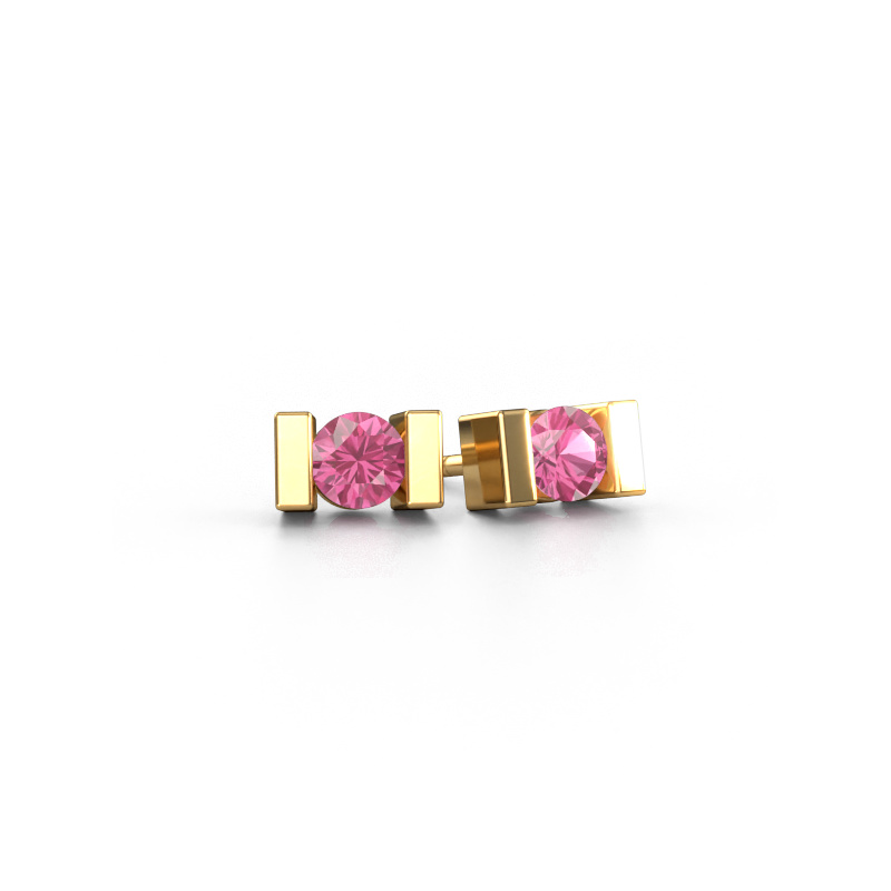 Image of Stud earrings Lieve 585 gold Pink sapphire 3.7 mm