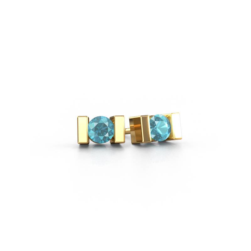 Image of Stud earrings Lieve 585 gold Blue topaz 3.7 mm