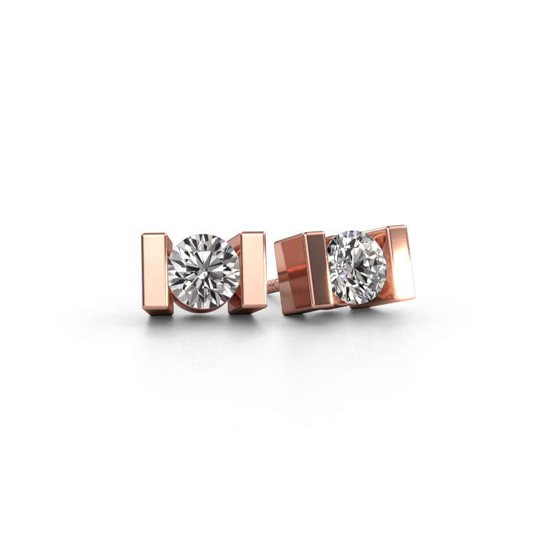 Image of Stud earrings Lieve 585 rose gold Diamond 0.60 crt