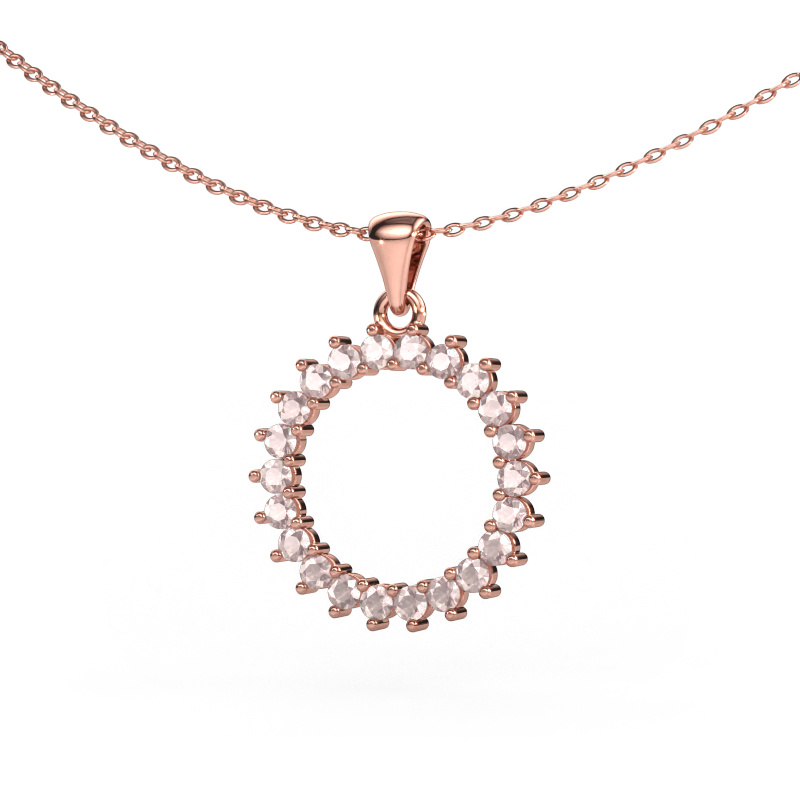 Image of Pendant Round 3 585 rose gold Morganite champagne 2 mm